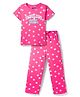 Pine Kids Cotton Knit Half Sleeves Co-Ords T-Shirt & Pyjama Night-Suit With Star Print - Dark Pink