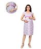 Mama & Bebe Cotton Woven Short Sleeves Floral Printed Maternity Dress - Purple