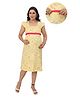 Mama & Bebe Cotton Woven Short Sleeves Floral Printed Maternity Dress - Yellow