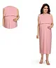 Mama & Bebe Cotton blend Knitted Sleeveless Solid Maternity Dress - Pink