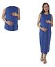 Mama & Bebe Cotton blend Knitted Sleeveless Solid Maternity Dress - Ink Blue