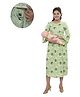 Mama & Bebe Rayon Woven Three Fourth Sleeves Floral Printed Maternity Dress With Overlap Zipper Nursing Access - Green