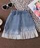 Mark & Mia Cotton Skirts With Floral Applique & Lace Detailing - Blue