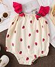 Mark & Mia Cotton Sleeveless Onesie With Strawberry Print & Applique - Beige