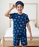 Pine Kids Cotton Knit Half Sleeves T-Shirt & Shorts Co-ord Night Suit With Tropical Print - Navy Blue