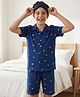 Pine Kids Cotton Knit Half Sleeves Printed Shirt & Shorts Co-ord Night Suit - Navy Blue