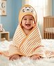 Babyhug Cotton Knit Hooded Towel With Tiger Embroidery & Stripes L 76 x B 68.5 cm - Orange