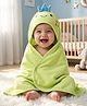 Babyhug Cotton Knit Hooded Towel With Embroidery & Crown Applique L 73 x B 73 cm - Lime Green