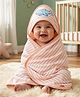 Babyhug Cotton Knit Hooded Towel With Stripes & Sea Life Embroidery L 76 x B 68.5 cm - Orange