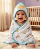 Babyhug Cotton Knit Hooded Towel With Tropical Theme Print & Embroidery L 76 x B 76 cm - White