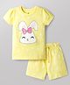 Doodle Poodle 100% Cotton Knit Half Sleeves Bunny & Hearts Printed T-Shirt & Shorts Night Suit - Yellow