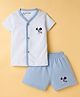 Little Darlings Interlock Knit Half Sleeves T-Shirt & Shorts Night Suit With Dog Print - Light Blue