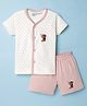 Little Darlings Interlock Knit Half Sleeves T-Shirt & Shorts Night Suit With Squirrel Print - Pink