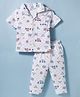 Little Darlings Sinker Knit Half Sleeves Vehicles Printed Co-Ords Shirt & Pyjama Night Suit - White