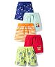 Doodle Poodle 100% Cotton Knit Knee Length Striped & Printed Shorts Pack of 5 - Multicolor