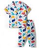 Little Darlings Sinker Knit Half Sleeves Co-ords Shirt & Pajama Night Suit with Dino Print - White