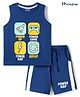 Honeyhap Premium Cotton Knit With Bio Finish Sleeveless T-Shirt & Shorts Night Suit With Text Print - Marshmallow & Pumpkin