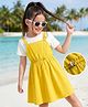 Hola Bonita Cotton Woven Solid Dress With Inner Tee - Mustard