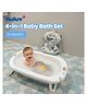 Nuluv 4-in-1 Baby Bath Set, Foldable Baby Bathtub with Bath Sling, Bucket and Rinser, Mildew-Proof, Non-Slip Base, Safe and Sturdy Material, Compact, Easy Fold Design, For Babies 0+ Months