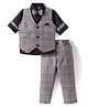 Rikidoos Cotton Woven Full Sleeves Checkered 3 Piece Party Suit with Bow - Black