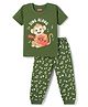 Babyhug Cotton Knit Half Sleeves T-Shirt & Pyjama Night Suit with Monkey Print - Green