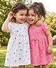 Babyhug Single Jersey Knit Half Sleeves Frocks With Floral Print & Bow Applique Pack of 2 - Multicolor