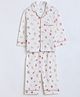 The Boo Boo Club Pure Cotton Knit Full Sleeves Floral Printed Coordinating Shirt & Pajama Night Suit - White