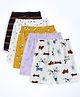 The Boo Boo Club Pure Cotton Knit Pack Of 5 Striped Dog & Floral Printed Shorts - Multi Colour