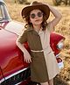 Hola Bonita Cotton Woven Half Sleeves Shirt Style Cut & Sew Solid Colour Dress with Belt - Brown