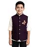 Charchit Cotton Blend Woven Sleeveless Butterfly Embroidered Nehru Jacket With Shirt - Violet