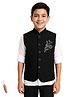 Charchit Cotton Blend Woven Sleeveless Beads Embellished  Nehru Jacket With Shirt - Black