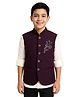 Charchit Cotton Blend Woven Sleeveless Beads Embellished  Nehru Jacket With Shirt - Violet