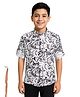 Charchit Cotton Woven Half Sleeves Abstract Printed Shirt - Black & White