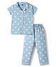 Evimo Single Jersey Knit Half Sleeves Co-Ords Shirt & Pyjama Night-Suit With Sun & Rainbow Print - Blue