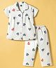 Evimo Single Jersey Knit Half Sleeves Co-Ord Top & Pyjama Night-Suit With Heart Print - Green