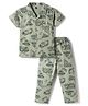 Evimo Single Jersey Knit Half Sleeves Co-Ord Shirt & Pyjama Night-Suit With JCB Print - Green