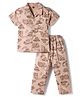 Evimo Single Jersey Knit Half Sleeves Co-Ord Shirt & Pyjama Night-Suit With JCB Print - Pink