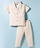 Evimo Single Jersey Knit Half Sleeves Co-Ords Shirt & Pyjama Checks Night-Suit - Beige