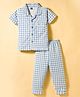 Evimo Single Jersey Half Sleeves Co-Ords Shirt & Pyjama Checks Night-Suit - Sky Blue