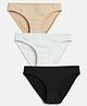 Mackly Girls Cotton Elastane Knit Pack Of 3 Solid Panties - Black White & Beige