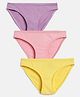 Mackly Girls Cotton Elastane Knit Pack Of 3 Solid Panties - Lavender Pink & Yellow