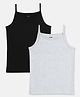 Mackly Cotton Elastane Knit Pack Of 2 Sleeveless Solid Slip - Black & Grey