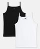 Mackly Cotton Elastane Knit Pack Of 2 Sleeveless Solid Slips - Black & White