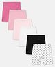 Mackly Cotton Elastane Knit Pack Of 6 Solid & Stars Printed Inner Shorts - Dark Pink Light Pink White Black & Beige