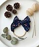 Knotty Ribbons Floral Printed Bow Applique Detailed Headband - Dark Blue