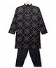 Little Bull Full Sleeves Geometric Embroidered Kurta & Pyjama Set - Black