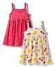 Babyhug Single Jersey Knit Sleeveless Frocks with Fruit & Polka Dot Print Bow Applique Pack of 2 - Multicolor