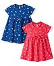 Babyhug Single Jersey Knit Half Sleeves Frocks with Floral Print & Bow Applique Pack of 2 - Multicolor