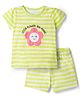 Doodle Poodle Single Jersey Knit Half Sleeves Striped & Floral Printed Co-Ords T-Shirt & Shorts Night Suit -  Lime Green