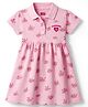 Babyhug Cotton Knit One Piece Dresses / Frocks with Polo Collar Half Sleeves All Over Floral Print Pink 3-4 Years